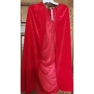 Bigxian Costume Renaissance Faire Fairy Red Velvet Cloak Hooded Cape New 37”